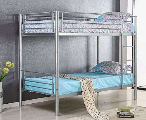 Hazlo Roma Single Over Metal Bunk Bed with Ladder - Modern Contemporary Style
