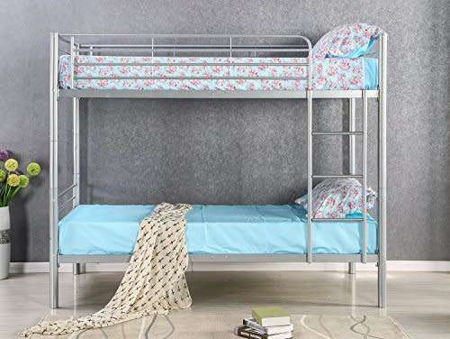 Hazlo Roma Single Over Metal Bunk Bed with Ladder - Modern Contemporary Style
