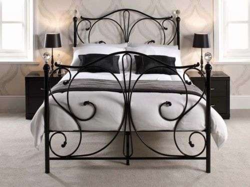 Hazlo Safira Metal Bed with Headboard and Footboard - Black Double