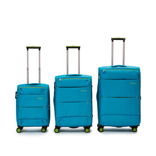 3 Piece Nylon Trolley Luggage Bag Set - Blue