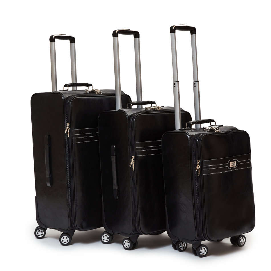 3 Piece PU Leather Vintage Trolley Luggage Bag Set - Brown  [Second Hand]