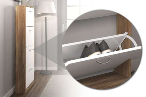 Hazlo 4 Door Shoe Storage Cabinet - Oak White