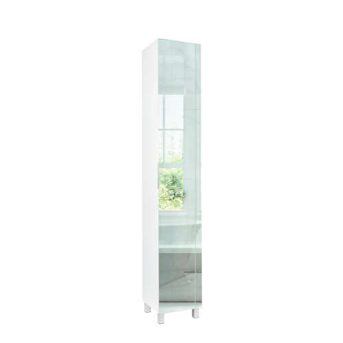 Floor Standing Mirrored Bathroom Cabinet with 6 Shelves - White [Second Hand]
