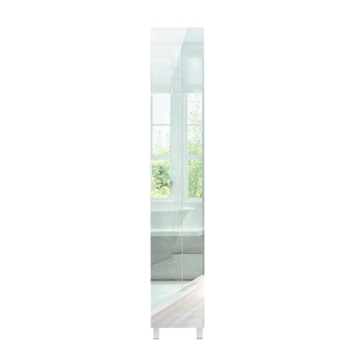 Floor Standing Mirrored Bathroom Cabinet with 6 Shelves - White [Second Hand]