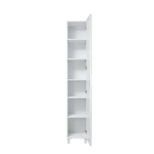 Floor Standing Mirrored Bathroom Cabinet with 6 Shelves - White [Second Hand]