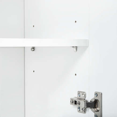 Floor Standing Mirrored Bathroom Cabinet with 6 Shelves - White [Second Hand]