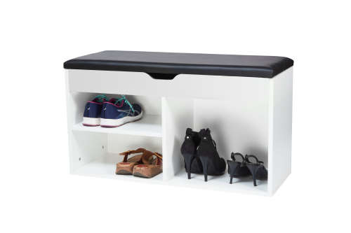 Wooden Storage Shoes Cabinet Shelve With Bench Seat - WALNUT