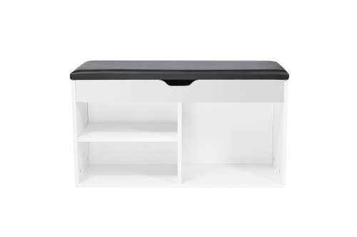 Wooden Storage Shoes Cabinet Shelve With Bench Seat - WALNUT