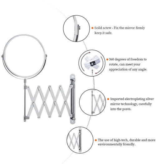 Flexible Extendable Shower Mirror - 17cm Round