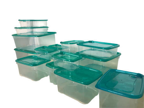 17 Piece Plastic Food Storage Containers Set - Microwave & Dishwasher Safe [Second hand]