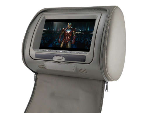 Set of 2 Car DVD Headrest - 7" Screen, USB, Game, Video, MP4, DVD - Black [Second hand]