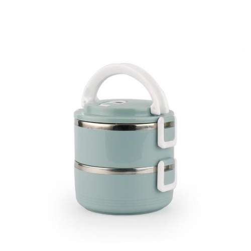3 Layers Insulated Stainless Steel Lunch Box Food Container with Lock Clip - Blue