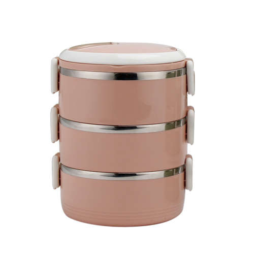 3 Layers Insulated Stainless Steel Lunch Box Food Container with Lock Clip - Blue