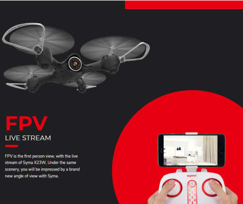 Syma X23W Smart Drone Quadcopter with HD Camera, WiFI FPV Real-time Live Viewing