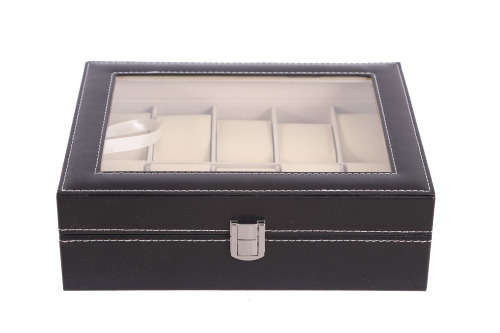 Hazlo PU Leather Watch Display Storage Case Box Organizer - 10 Grid Compartment