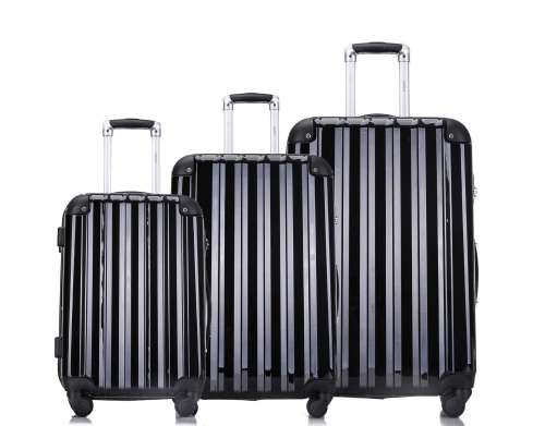 Hazlo 3 Piece ABS+PC Hard Luggage Trolley Bag Set (Small, Medium, Large) - Black (RTS-0139)