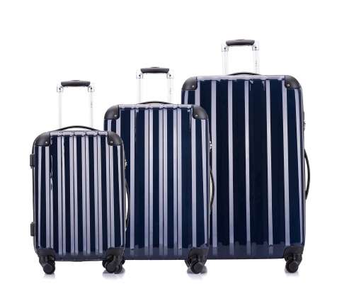 Hazlo 3 Piece ABS+PC Hard Luggage Trolley Bag Set (Small, Medium, Large) - Black (RTS-0139)