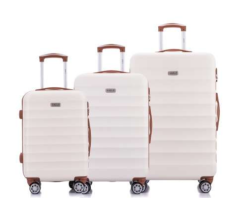 Hazlo 3 Piece Trolley ABS Hard Luggage Bag Set (Small, Medium, Large) - White