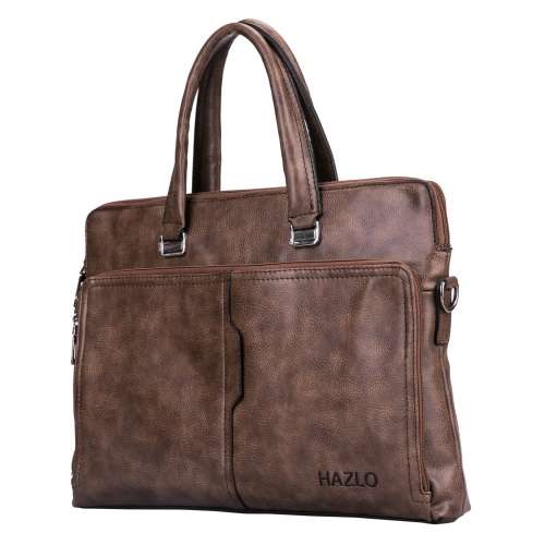 PU Leather Laptop Briefcase Shoulder Carry Bag - Brown