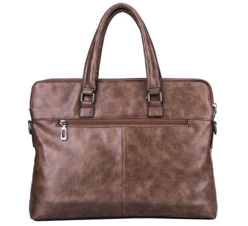 PU Leather Laptop Briefcase Shoulder Carry Bag - Brown
