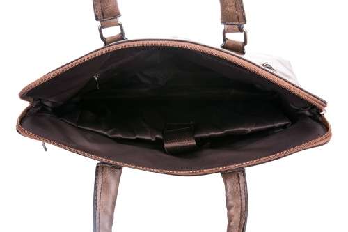 PU Leather Laptop Briefcase Shoulder Carry Bag - Brown