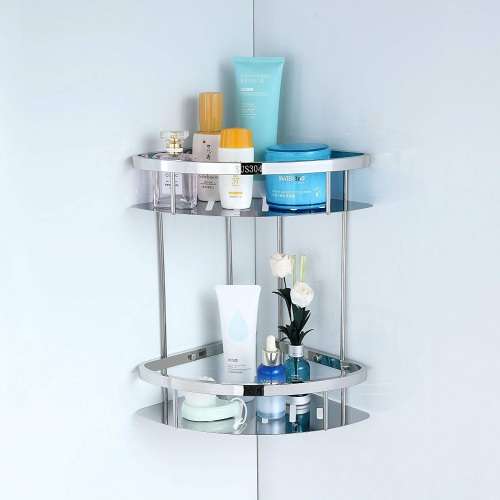 2 Tier Stainless Steel Corner Bathroom Shower Shelve Caddy