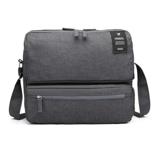 Multi-Compartment Travel Carry Bag With Shoulder Strap - Black