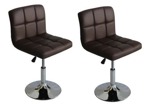 Modern Adjustable Swivel Faux Leather Kitchen Bar Stool Chair BROWN (Set of 2)