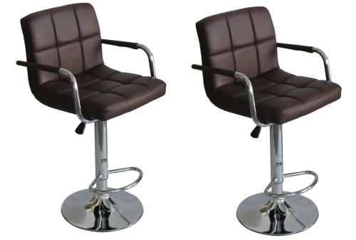Hazlo Modern Adjustable Swivel Faux Leather Kitchen Bar Stool Chair (Set of 2)