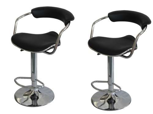 Hazlo Modern Adjustable Swivel Faux Leather Kitchen Bar Stool Chair (Set of 2)