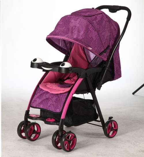 Reversible Handle Baby Stroller Pram with Lift Up Foot Rest - Blue