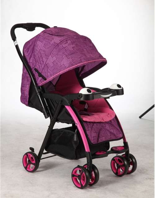 Reversible Handle Baby Stroller Pram with Lift Up Foot Rest - Blue