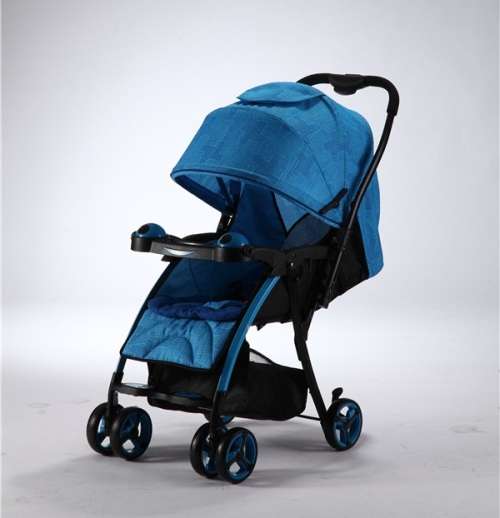 Reversible Handle Baby Stroller Pram with Lift Up Foot Rest - Blue