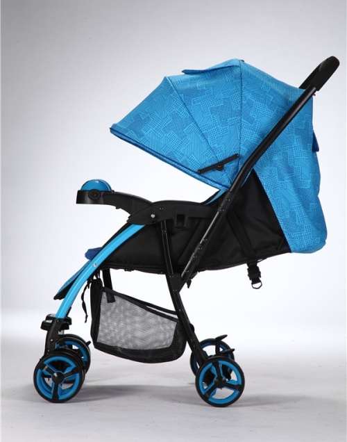 Reversible Handle Baby Stroller Pram with Lift Up Foot Rest - Blue