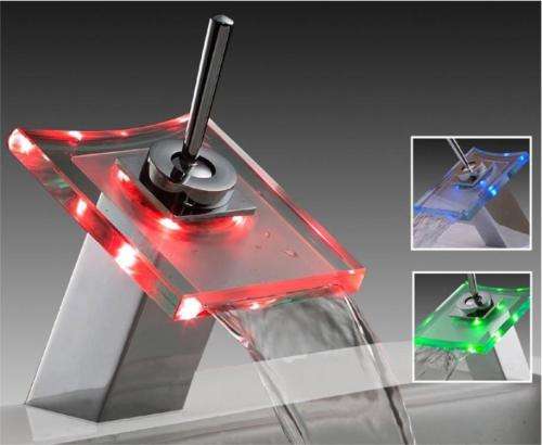 Nevenoe LED Glass Bathroom Tap Faucet Mixer - Changes Colour on Water Temperature