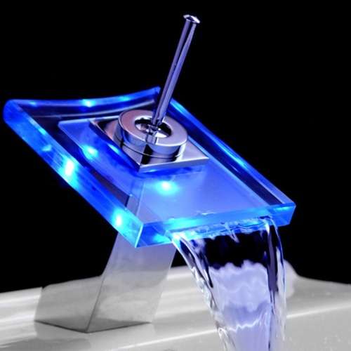 Nevenoe LED Glass Bathroom Tap Faucet Mixer - Changes Colour on Water Temperature