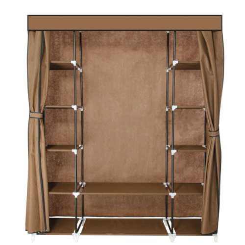 Large Multi Compartment Fabric Wardrobe Closet (Clothes Storage) - BROWN