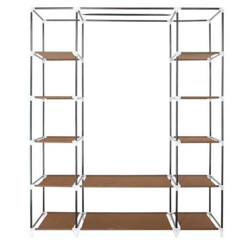 Large Multi Compartment Fabric Wardrobe Closet (Clothes Storage) - BROWN