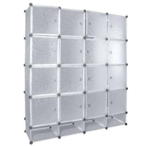 Large DIY Cubical Wardrobe Closet Cupboard with Shoe Compartment - White [Second hand]