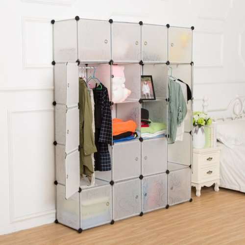 Large DIY Cubical Wardrobe Closet Cupboard with Shoe Compartment - White [Second hand]