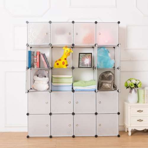 Large DIY Cubical Wardrobe Closet Cupboard with Shoe Compartment - White [Second hand]