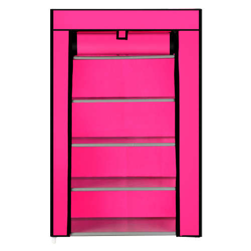 5 Layer Shoe Storage Rack Organizer with Canvas Cover - Red (Second hand) PLEASE READ