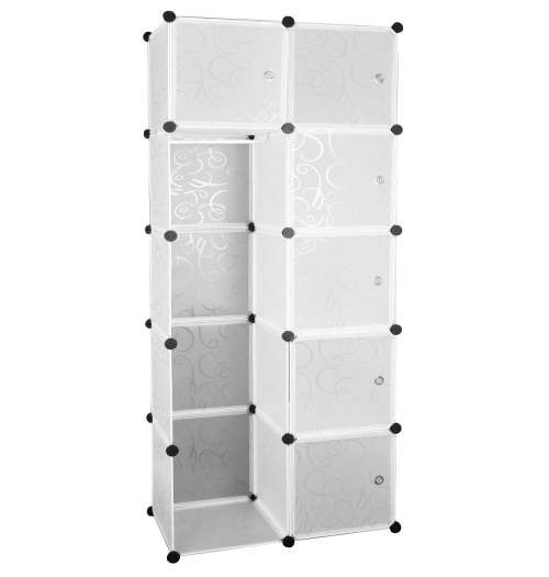 10 Compartment Modular Cubical Home Storage Rack Organizer Holder - White