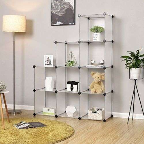 10 Compartment Modular Cubical Home Storage Rack Organizer Holder - White