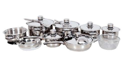 21 Piece Stainless Steel Cookware Pot Set - 7 Layer Capsuled Bottom & Thermostat