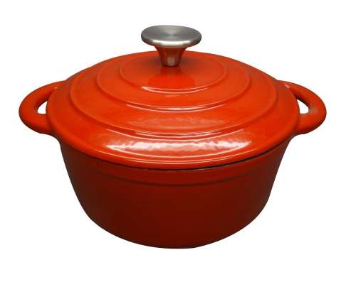La Fermete 7 Piece Cast Iron Enamel Cookware Pot Set - Red