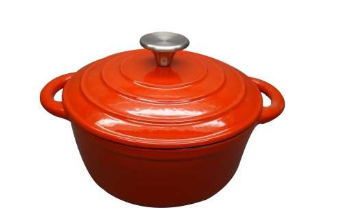 La Fermete 7 Piece Cast Iron Enamel Cookware Pot Set - Red