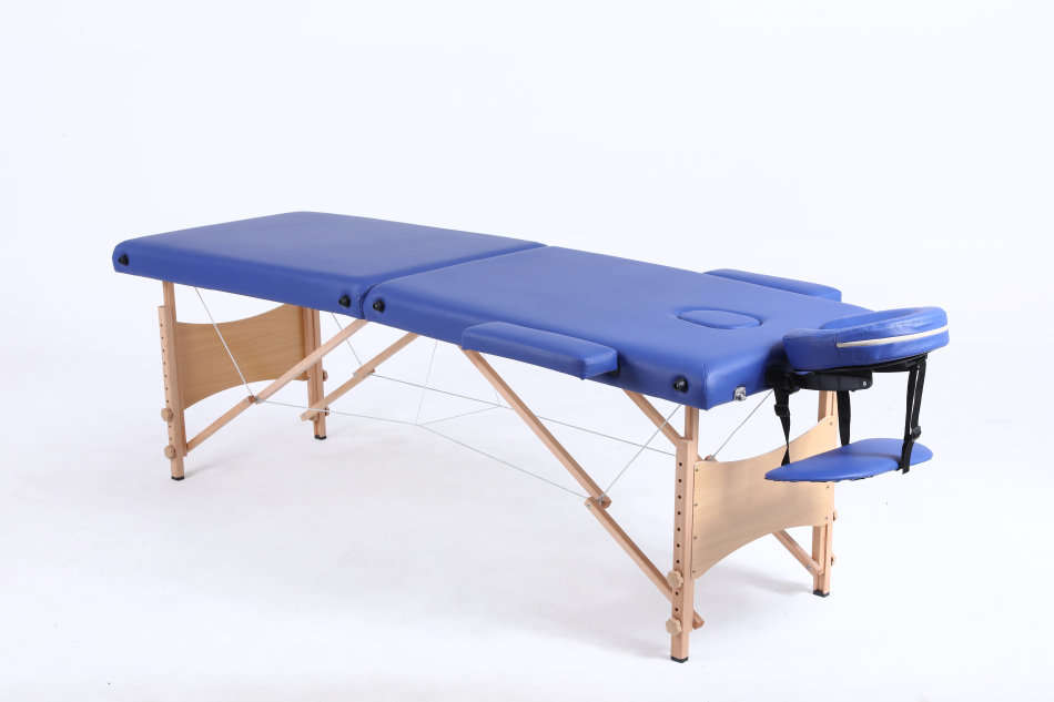 Hazlo Premium Portable Massage Table Bed 2 section (Wooden) - Blue (Second hand)