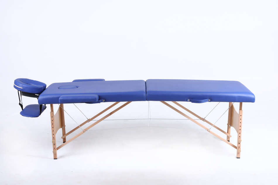 Hazlo Premium Portable Massage Table Bed 2 section (Wooden) - Blue (Second hand)