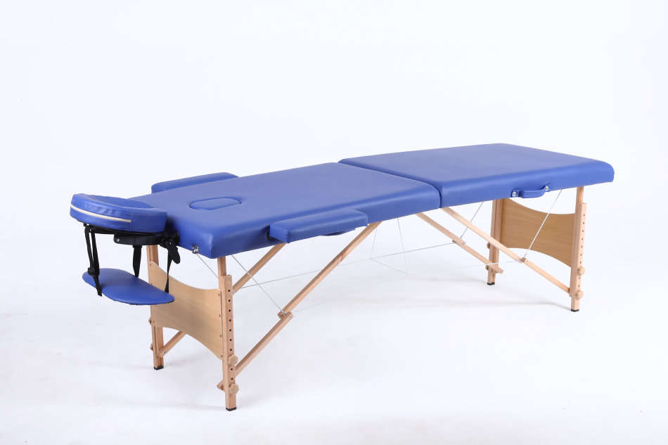 Hazlo Premium Portable Massage Table Bed 2 section (Wooden) - Blue (Second hand)